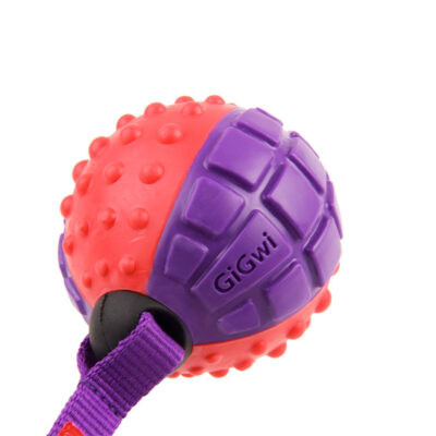 GiGwi Push To Mute Regular Ball Solid Red/Purple - Image 3