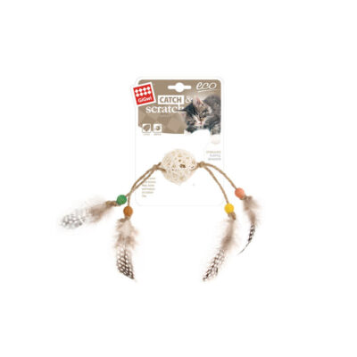 GiGwi Eco Line Catch Scratch with Rattle Wood / Feather / Rattan - Image 4