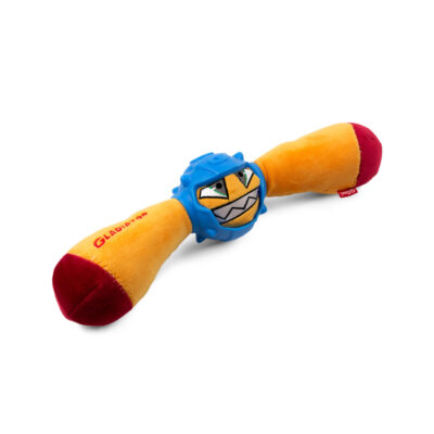 GiGwi Gladiator Squeaker Inside Plush/TPR Dog Toy (Medium) - Yellow - Image 2