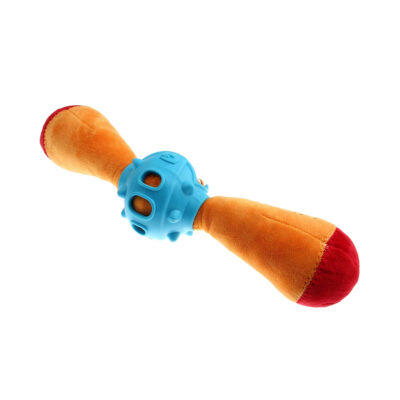 GiGwi Gladiator Squeaker Inside Plush/TPR Dog Toy (Medium) - Yellow - Image 4