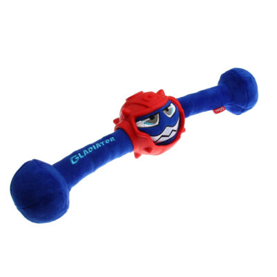 GiGwi Gladiator Squeaker Inside Plush/TPR Dog Toy (Medium) - Blue - Image 3