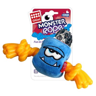 GiGwi Blue Monster Rope with Squeaker inside - Plush/TPR (Medium) - Image 5
