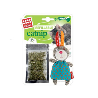 GiGwi Refillable Catnip (Rabbit) with 3 catnip teabags in ziplock bag - Image 5