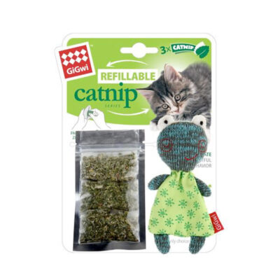 GiGwi Refillable Catnip (Frog) with 3 Catnip Tea bags in Ziplock Bag - Image 2