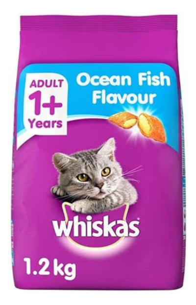 WHISKAS® Ocean Fish, Dry Cat Food, Adult, 1+ years, 1.2kg