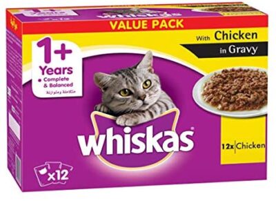 WHISKAS® Tender Bites® Chicken in Gravy, Wet Cat Food, Pouch, Multipack, 85g x (10 +2free)