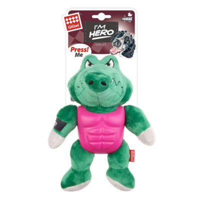GiGwi Im Hero Armor Alligator TPR / Plush with Squeaker Dog Toy - Image 6