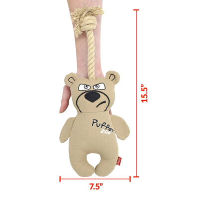 GiGwi Puffer Zoo Bear Canvas Fabric with Rope Handle Dog Toy - Image 3