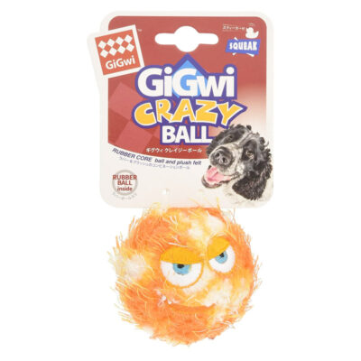 Gigwi Crazy Plush and Rubber Ball Dog Toy with Squeaker - Medium - Image 2