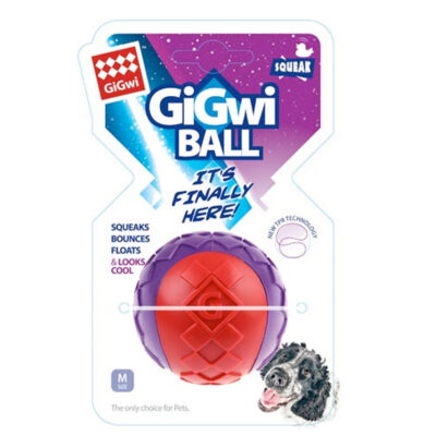 GiGwi GiGwi Ball Red/Purple Squeaker Solid (Medium) - Image 4