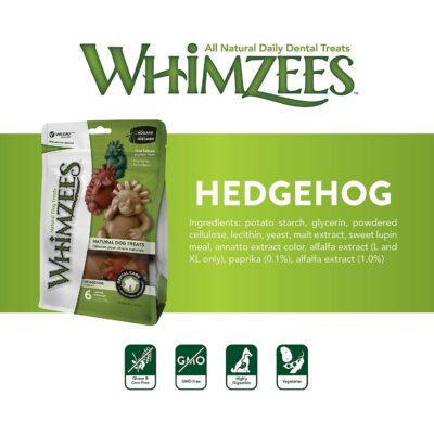 Whimzees Hedgehog Large Mix Brown / Green / Orange (1pc) - Image 2