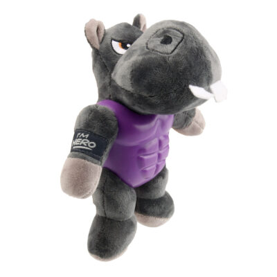 GiGwi Im Hero Armor Hippo TPR Plush with Squeaker Dog Toy - Image 2
